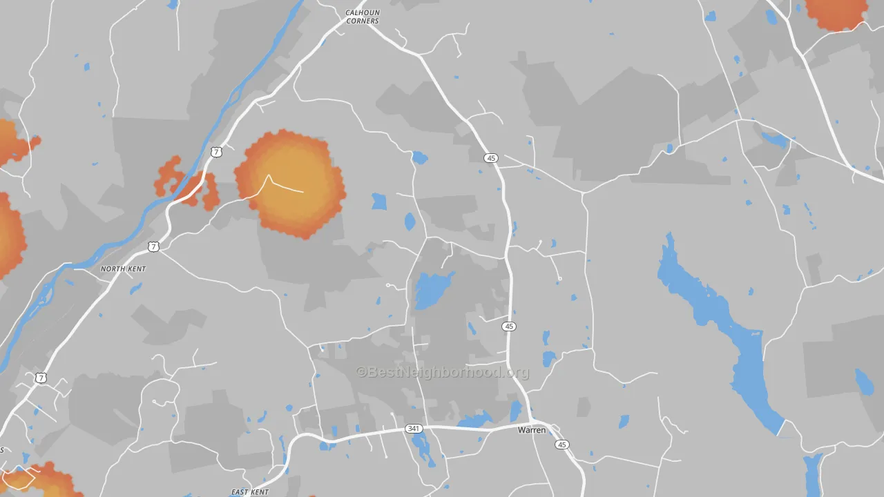 Bike Grade map of 06754, CT