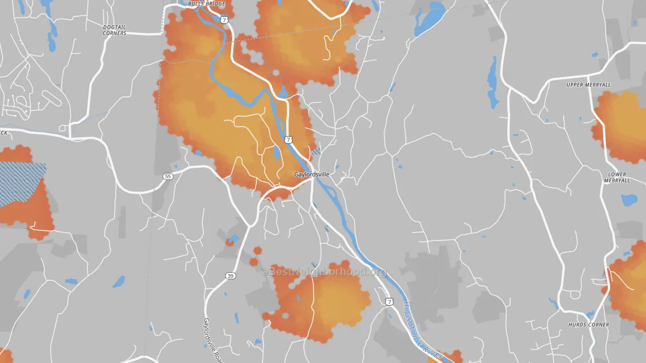 Bike Grade map of 06755, CT