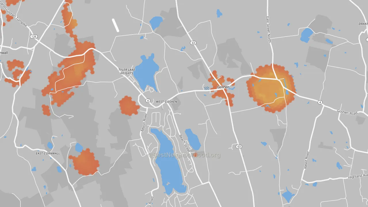 Bike Grade map of 06756, CT