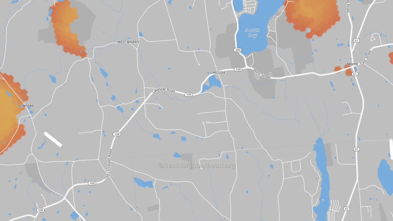 Bike Grade map of 06758, CT