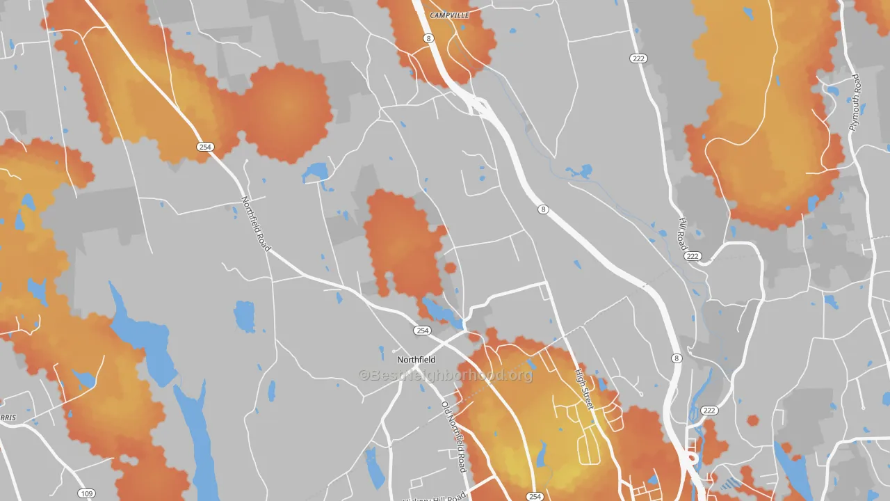 Bike Grade map of 06778, CT