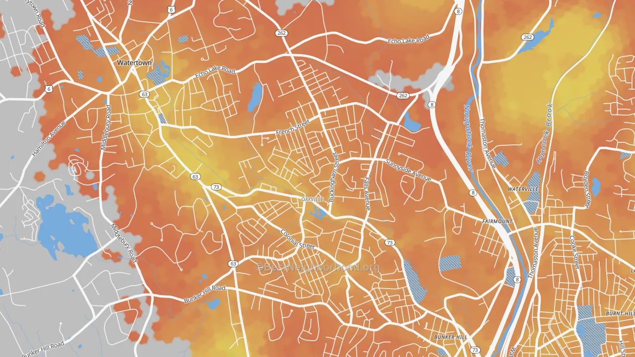 Bike Grade map of 06779, CT