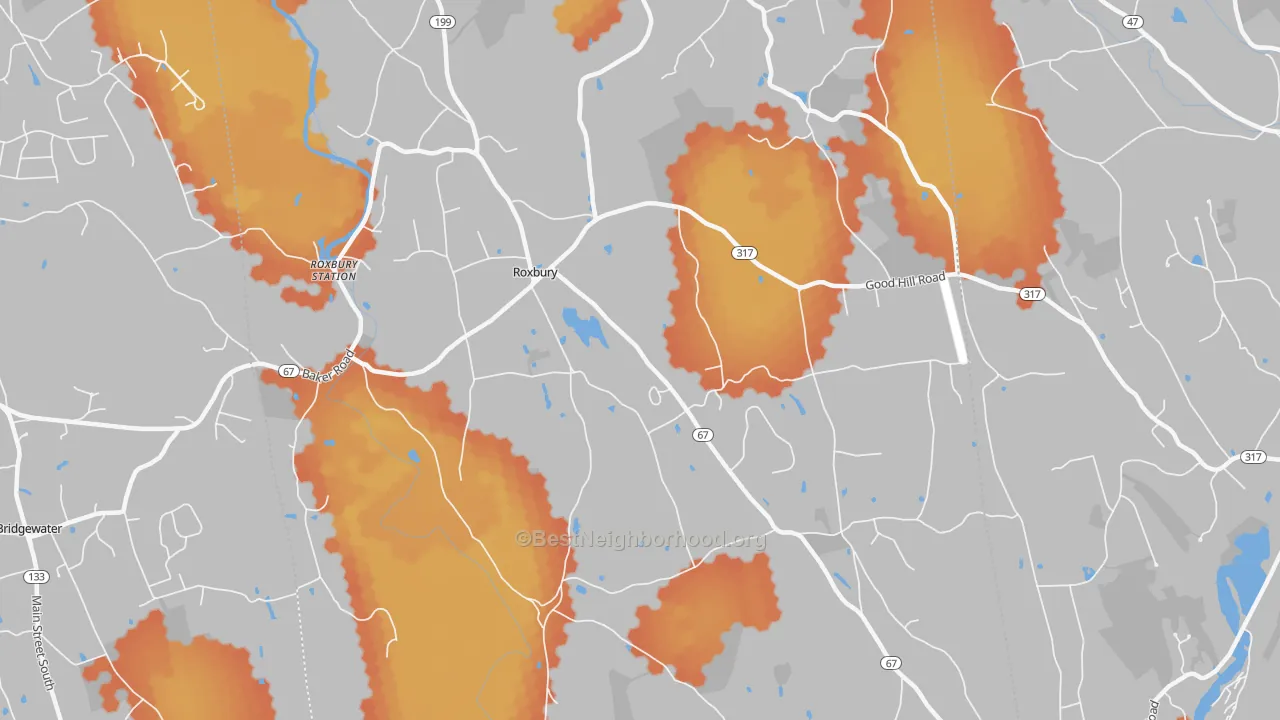 Bike Grade map of 06783, CT
