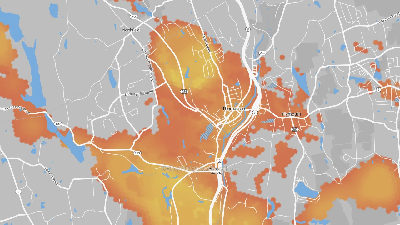 Bike Grade map of 06787, CT