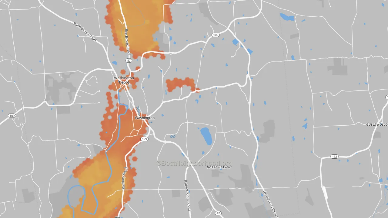 Bike Grade map of 06793, CT