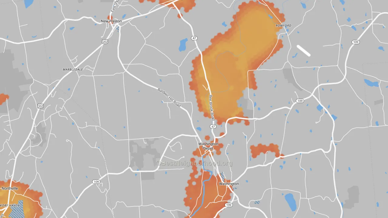 Bike Grade map of 06794, CT