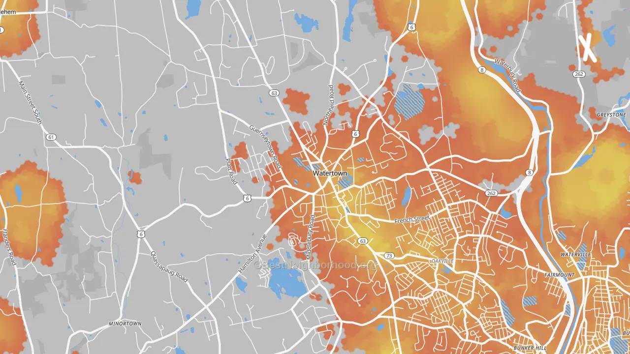 Bike Grade map of 06795, CT