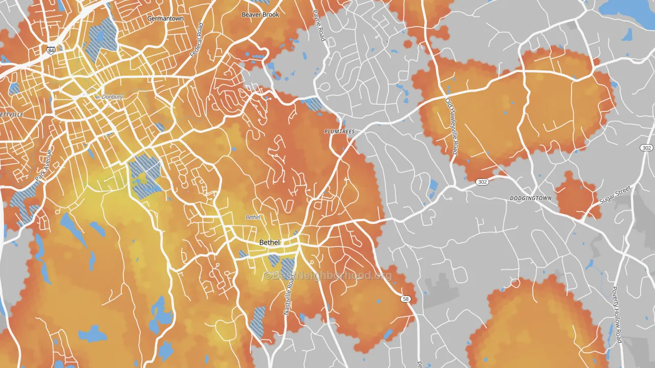 Bike Grade map of 06801, CT