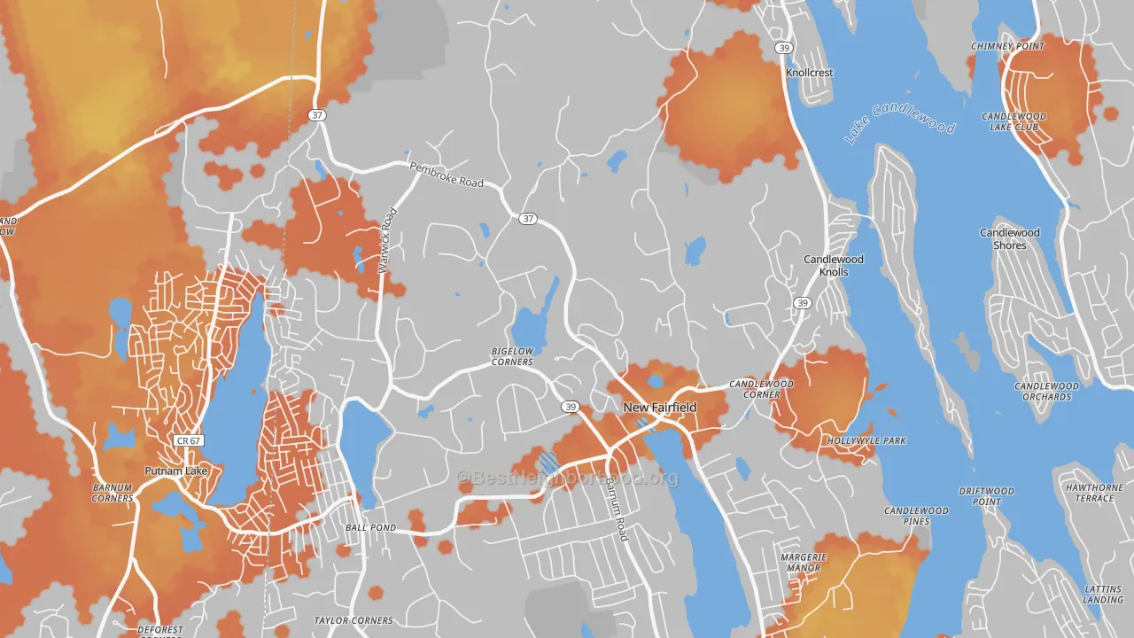Bike Grade map of 06812, CT