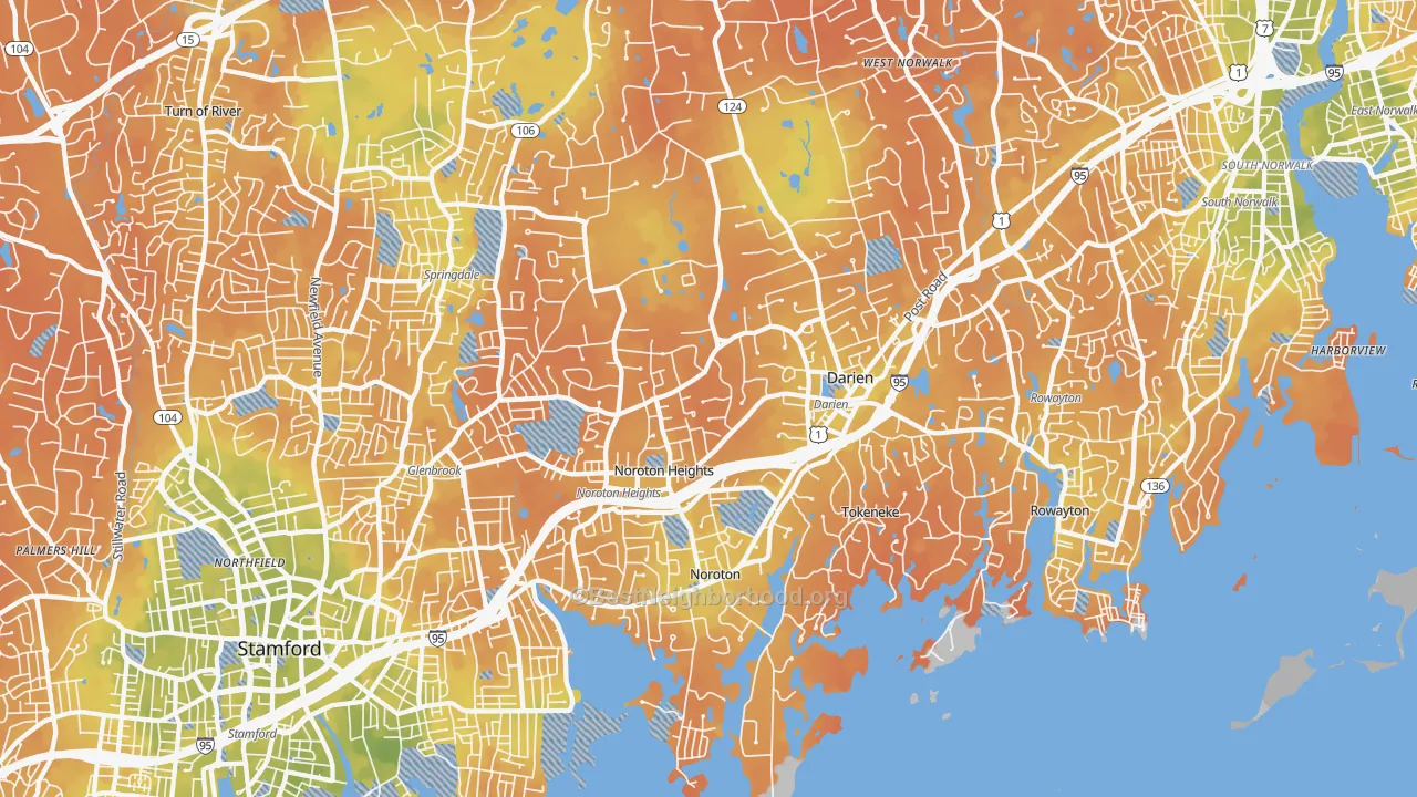Bike Grade map of 06820, CT