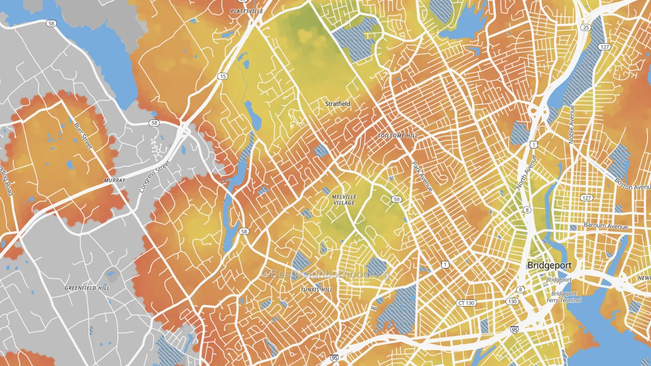 Bike Grade map of 06825, CT