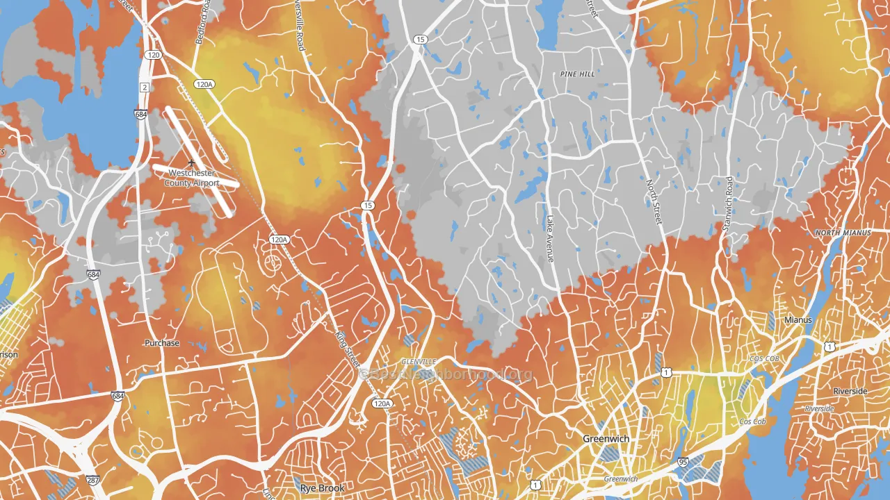 Bike Grade map of 06831, CT