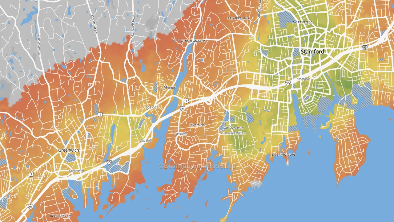 Bike Grade map of 06878, CT