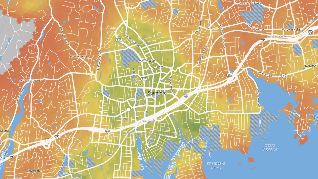 Bike Grade map of 06901, CT