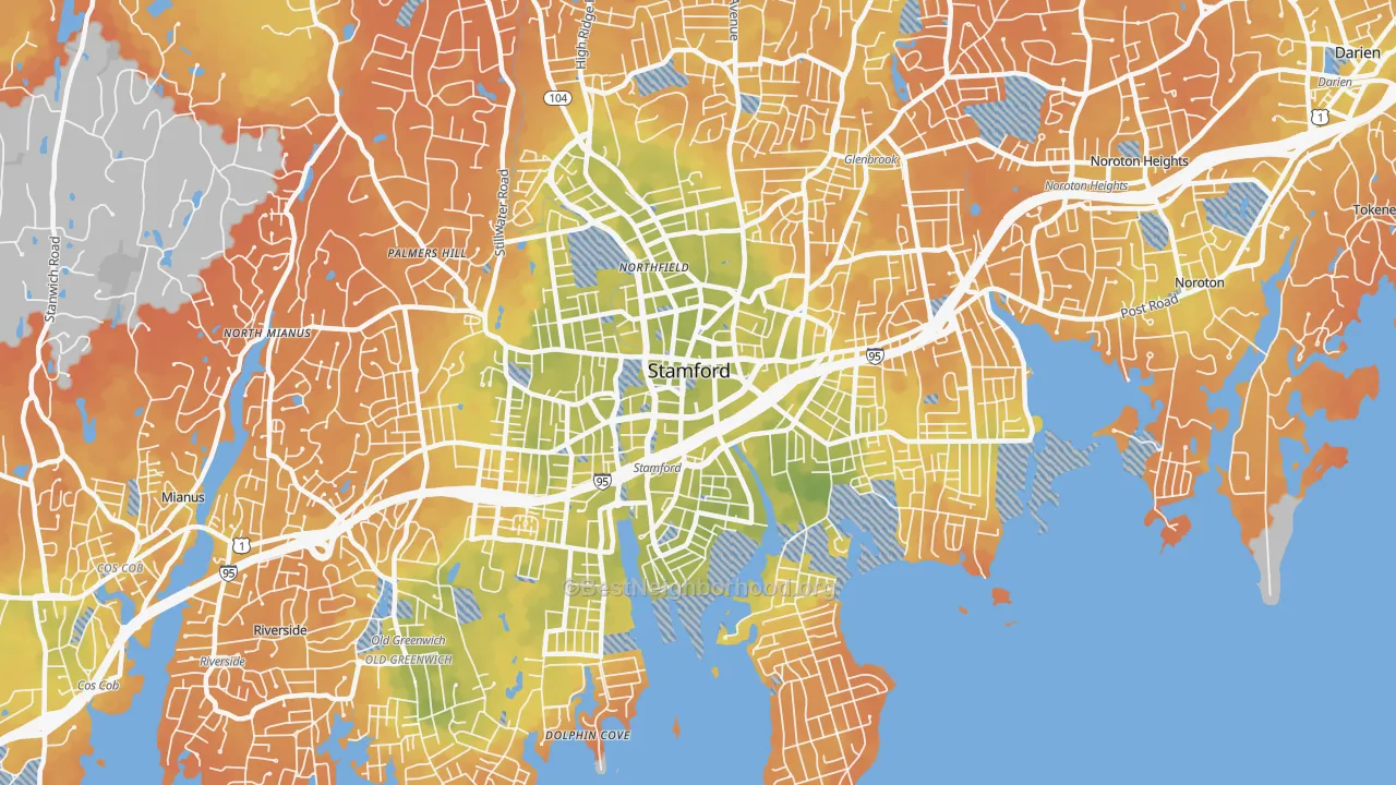 Bike Grade map of 06902, CT
