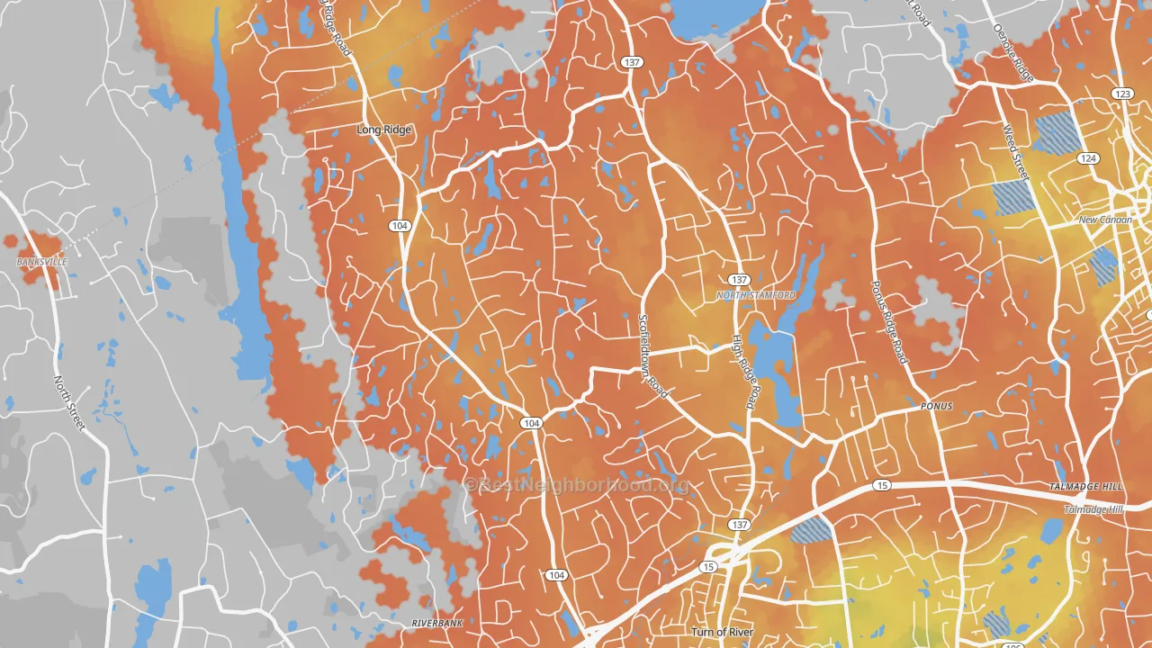 Bike Grade map of 06903, CT