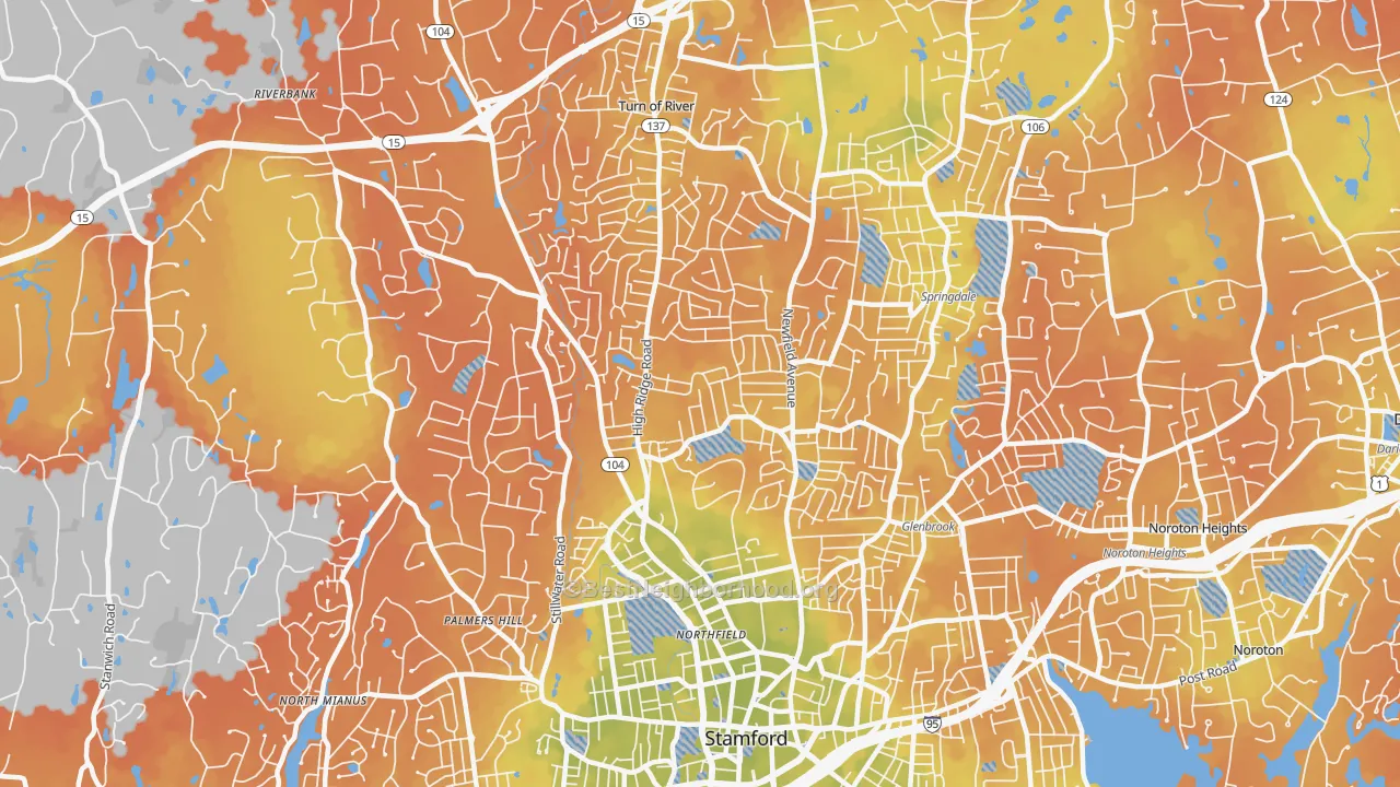 Bike Grade map of 06905, CT
