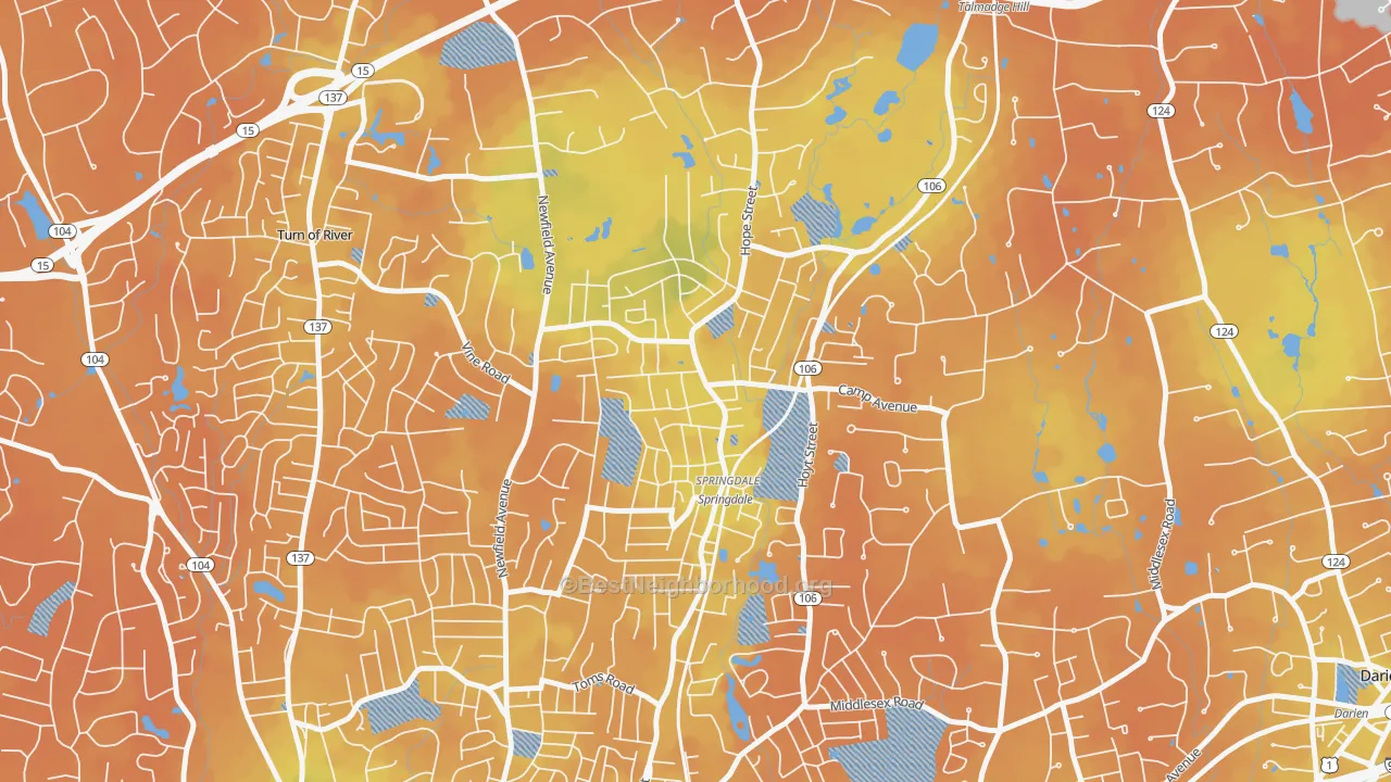 Bike Grade map of 06907, CT
