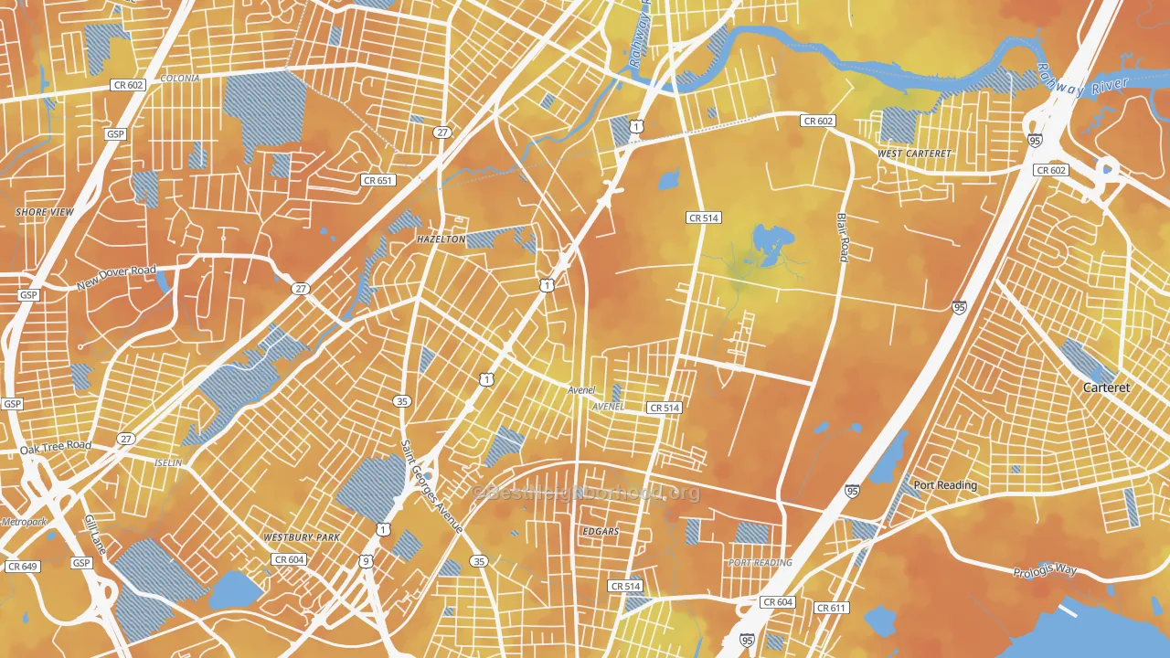 Bike Grade map of 07001, NJ