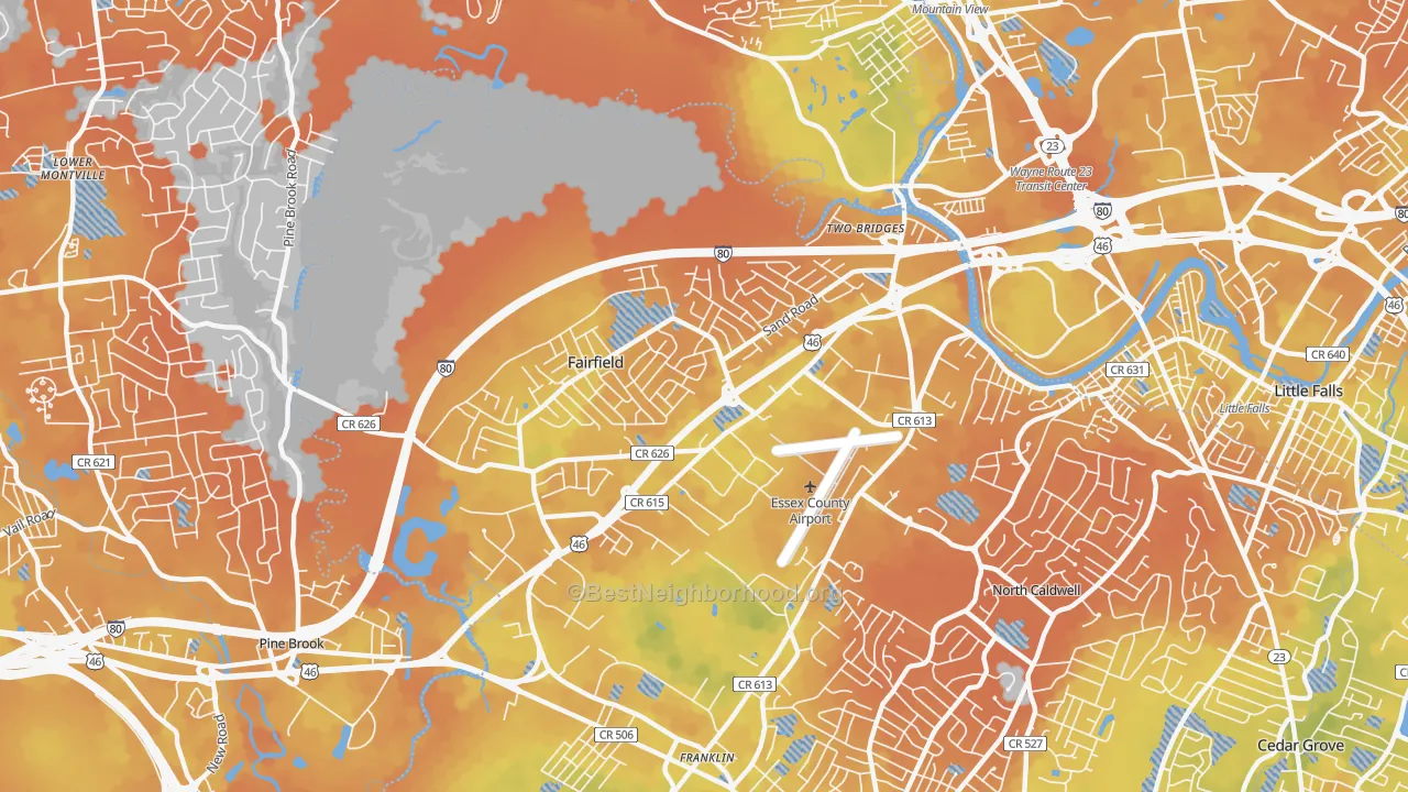 Bike Grade map of 07004, NJ