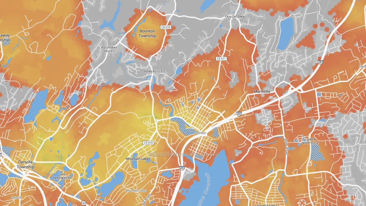 Bike Grade map of 07005, NJ