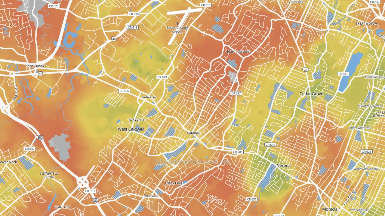 Bike Grade map of 07006, NJ
