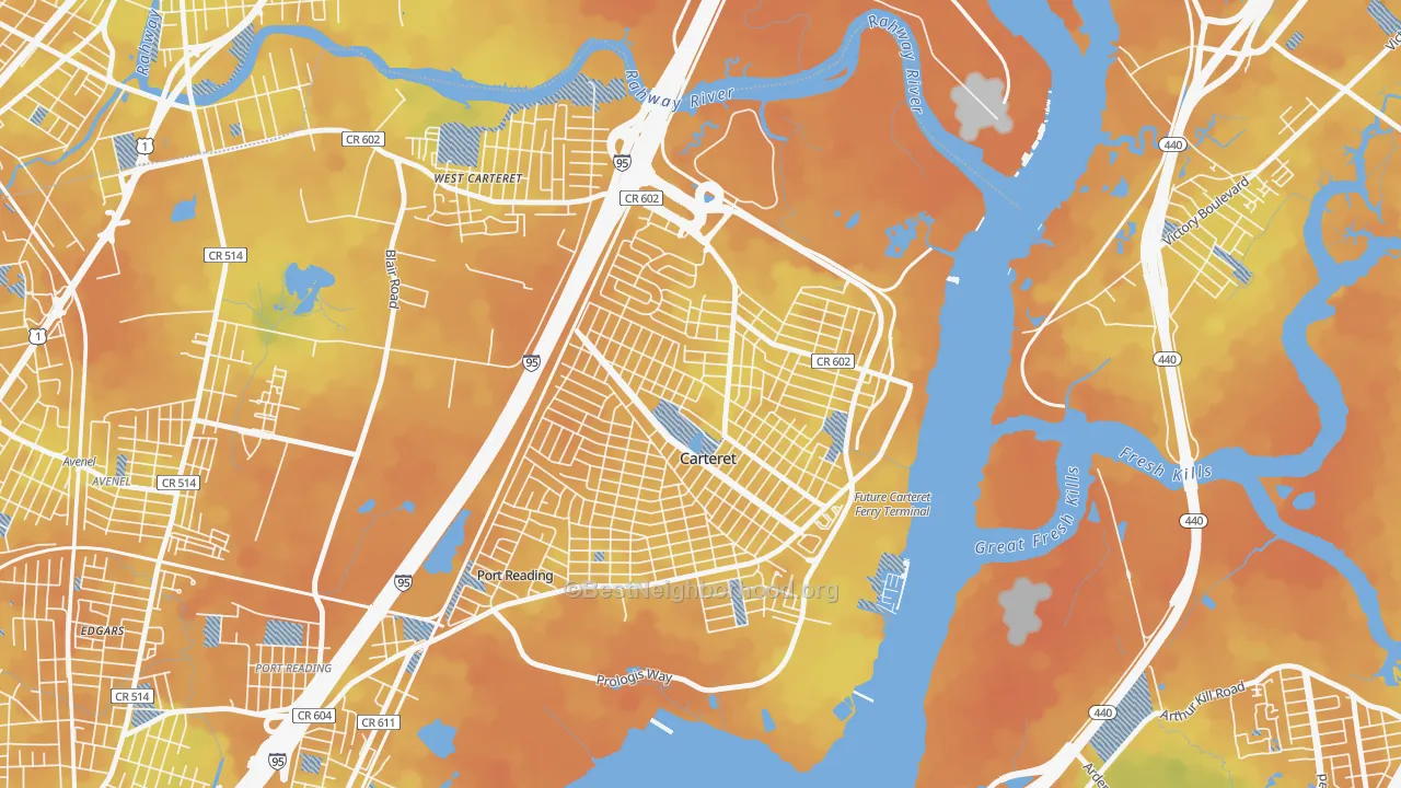 Bike Grade map of 07008, NJ