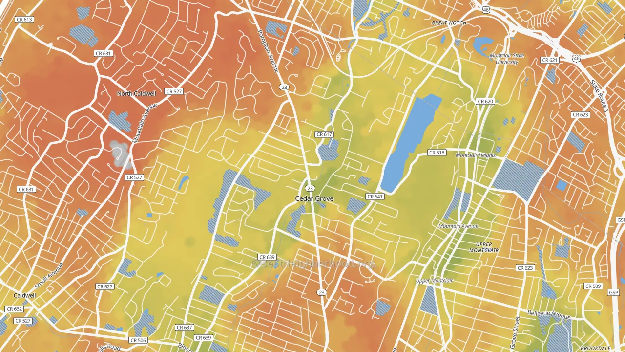 Bike Grade map of 07009, NJ