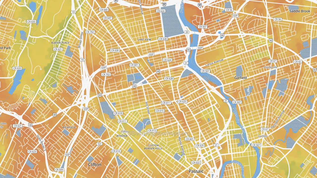 Bike Grade map of 07011, NJ