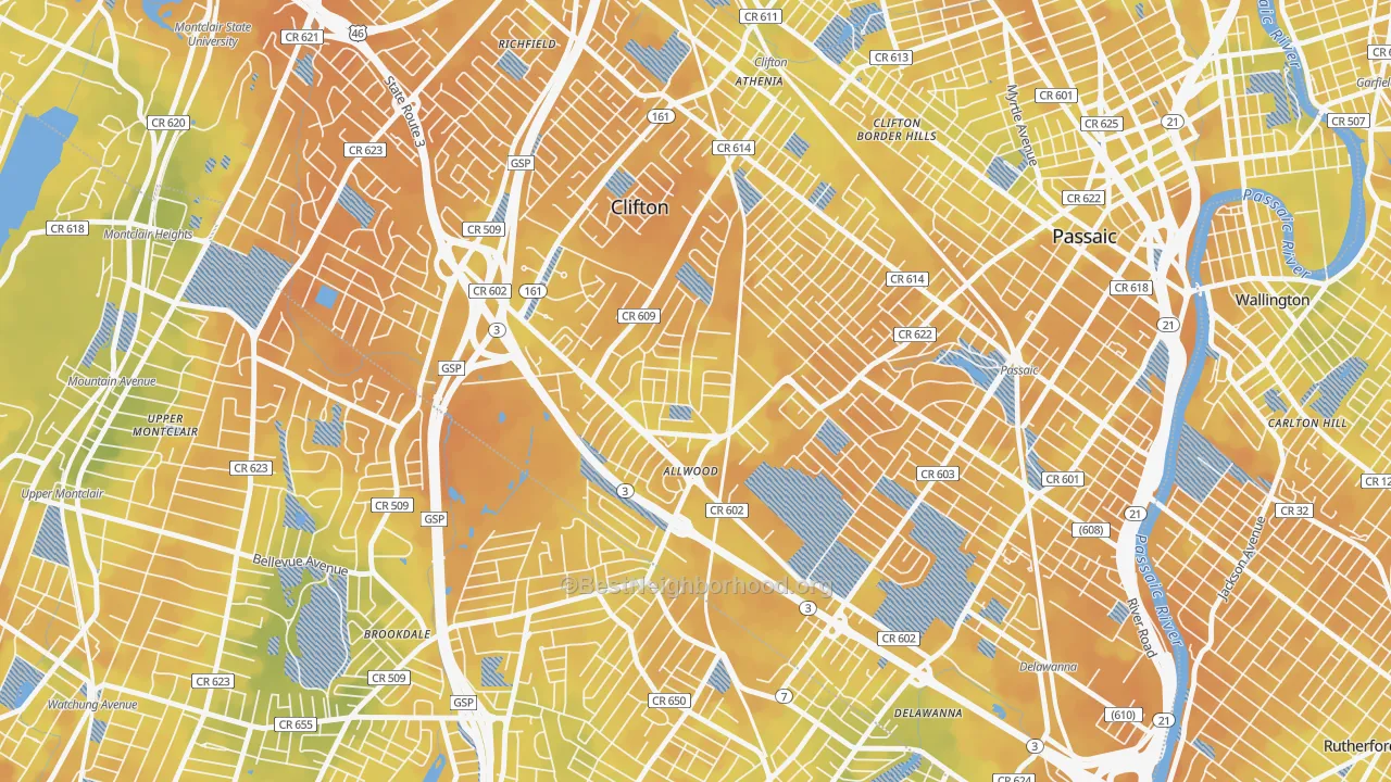 Bike Grade map of 07012, NJ