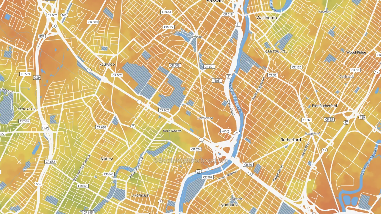 Bike Grade map of 07014, NJ