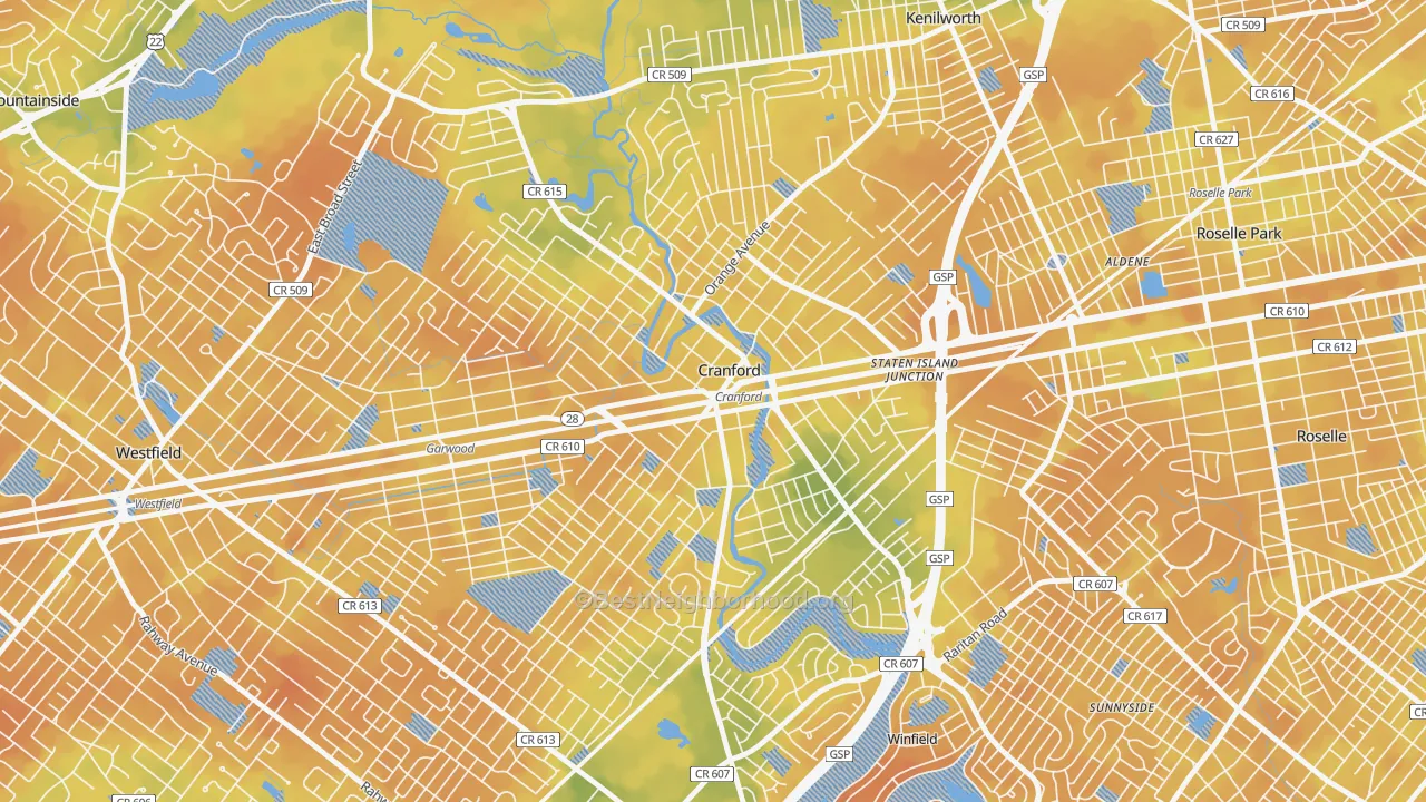 Bike Grade map of 07016, NJ