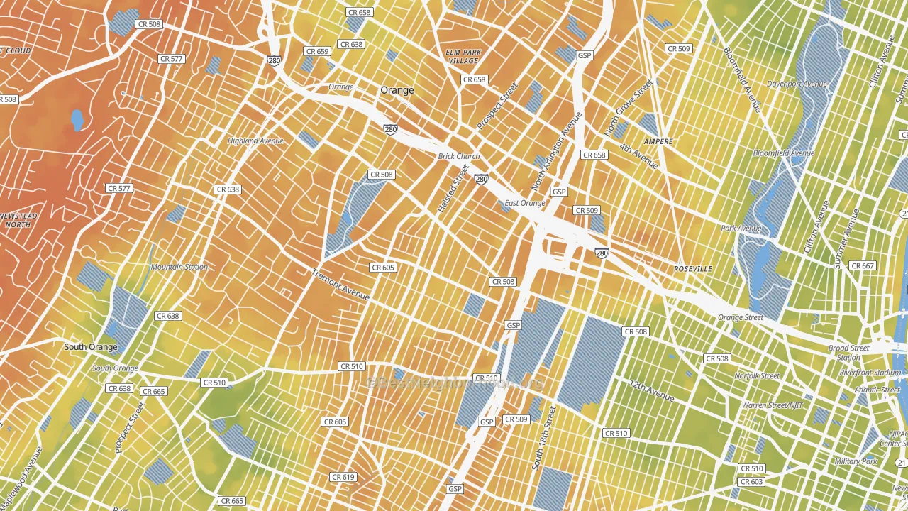 Bike Grade map of 07018, NJ