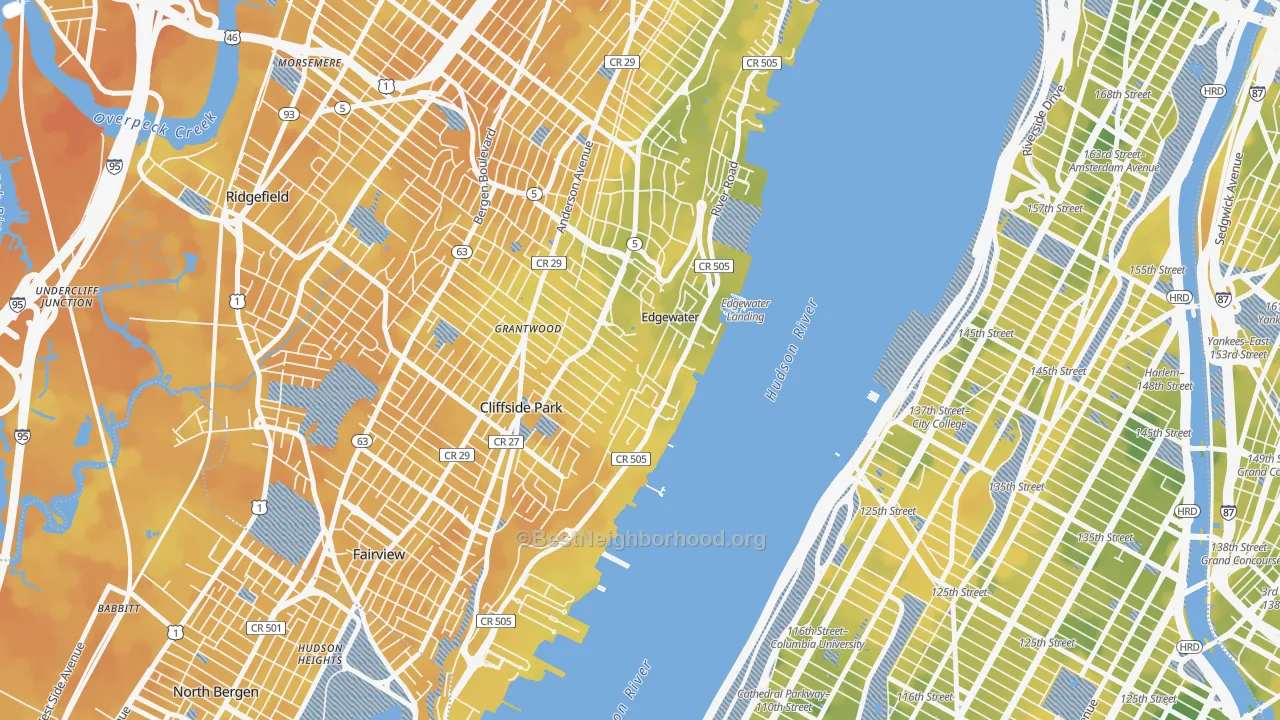 Bike Grade map of 07020, NJ