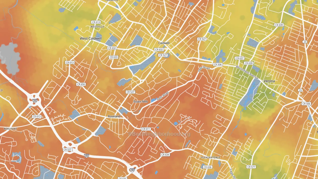 Bike Grade map of 07021, NJ