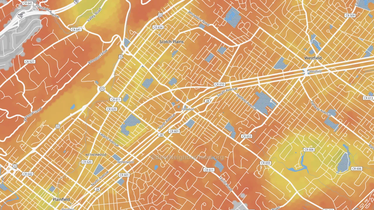 Bike Grade map of 07023, NJ