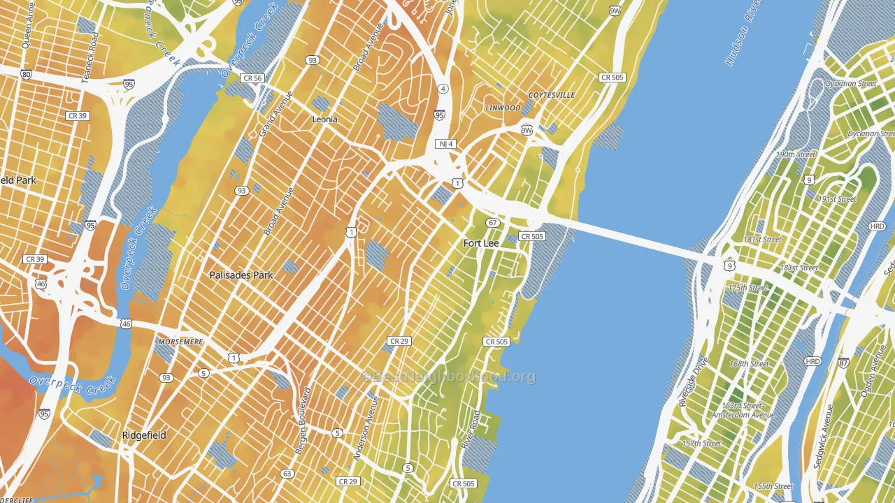 Bike Grade map of 07024, NJ