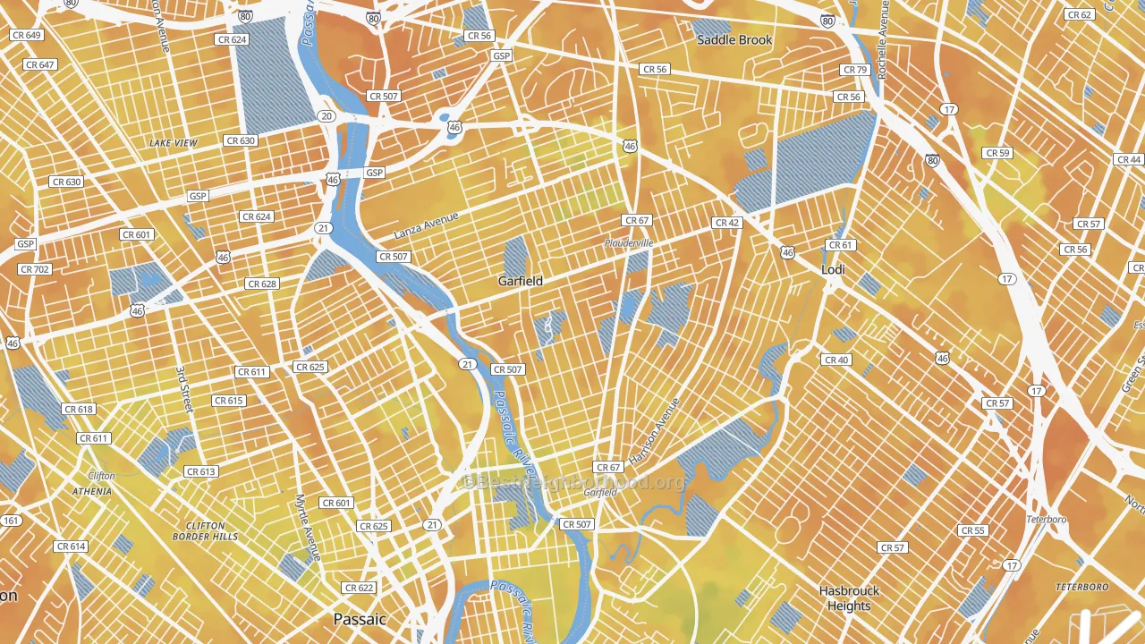 Bike Grade map of 07026, NJ