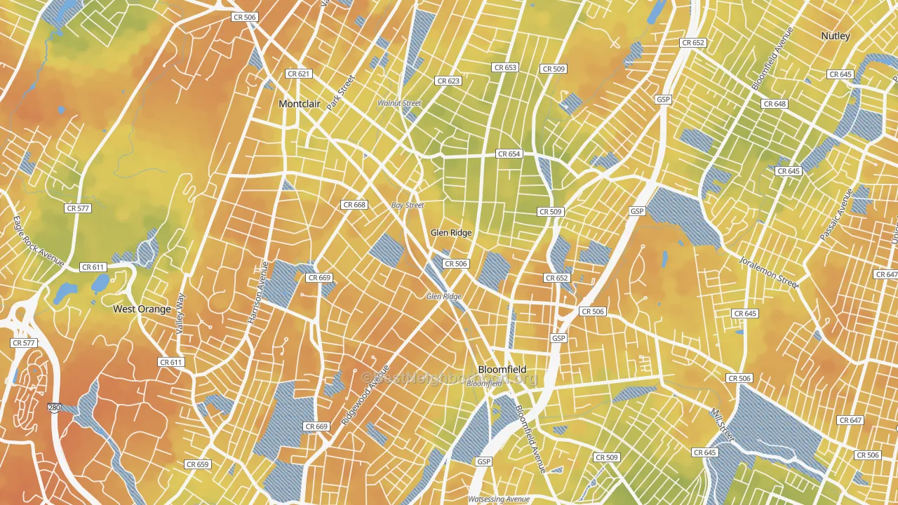 Bike Grade map of 07028, NJ
