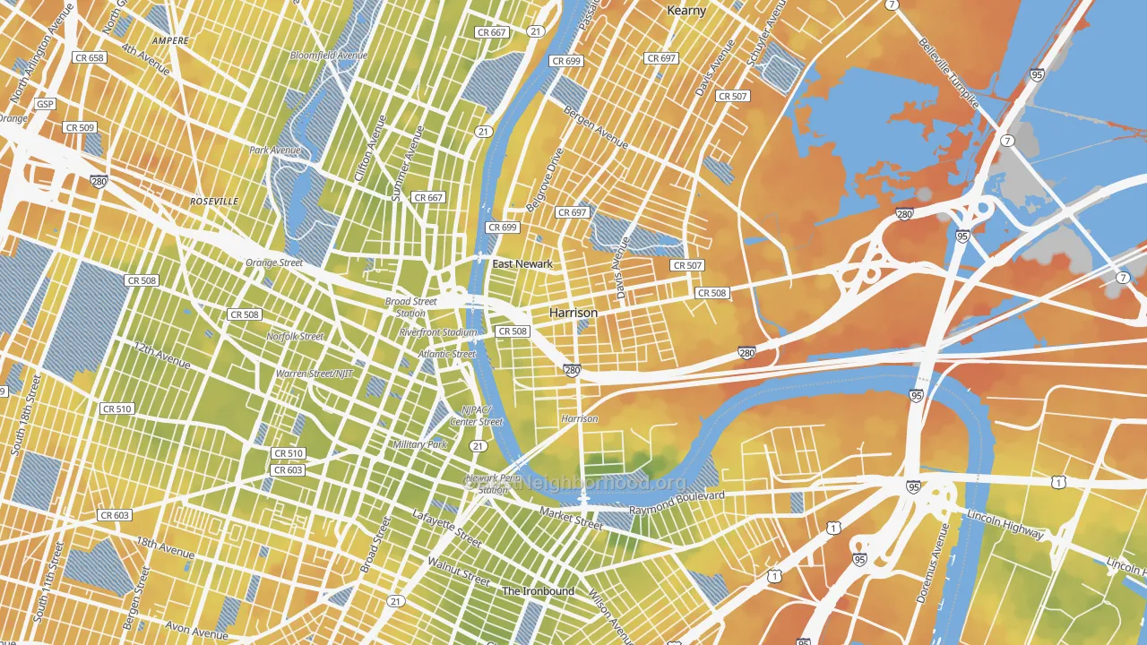 Bike Grade map of 07029, NJ