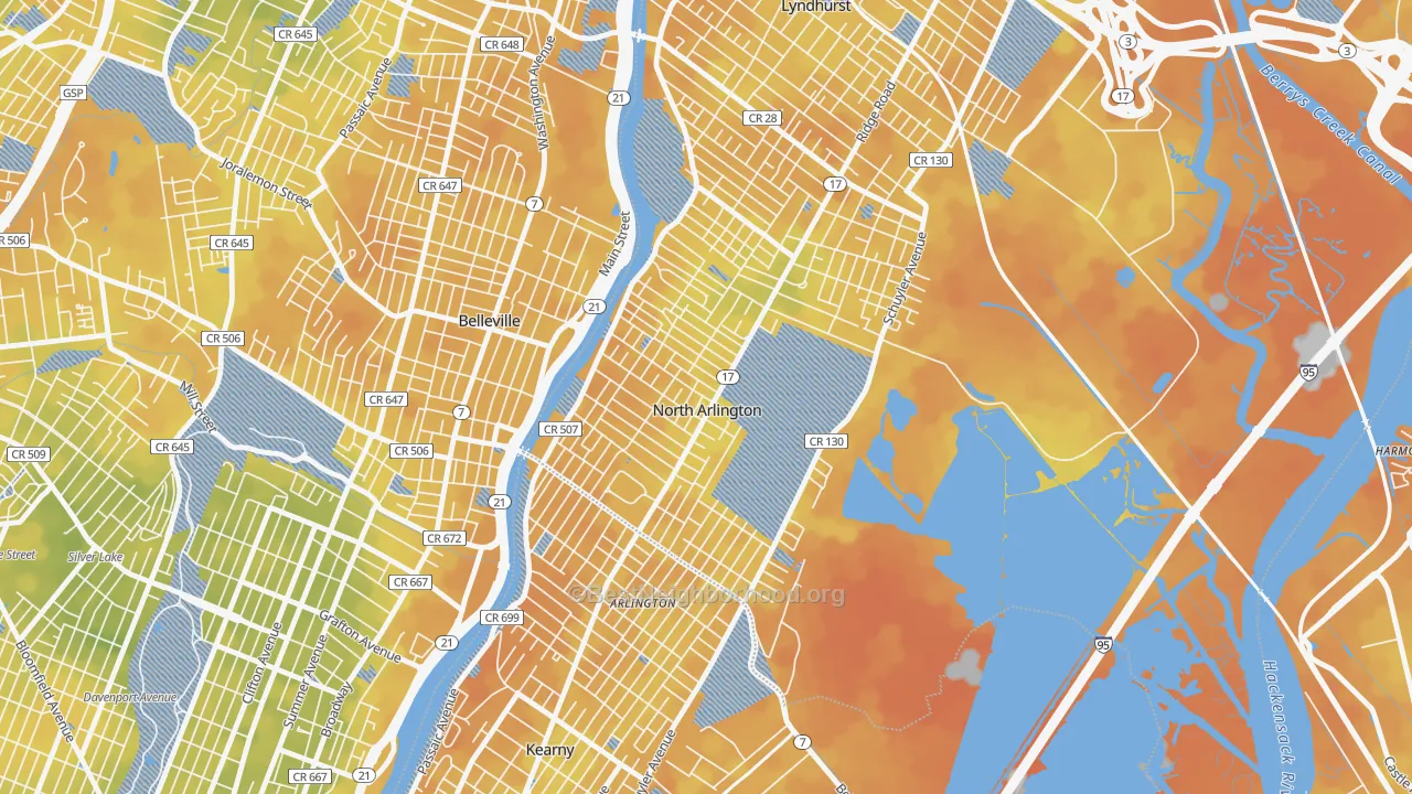 Bike Grade map of 07031, NJ