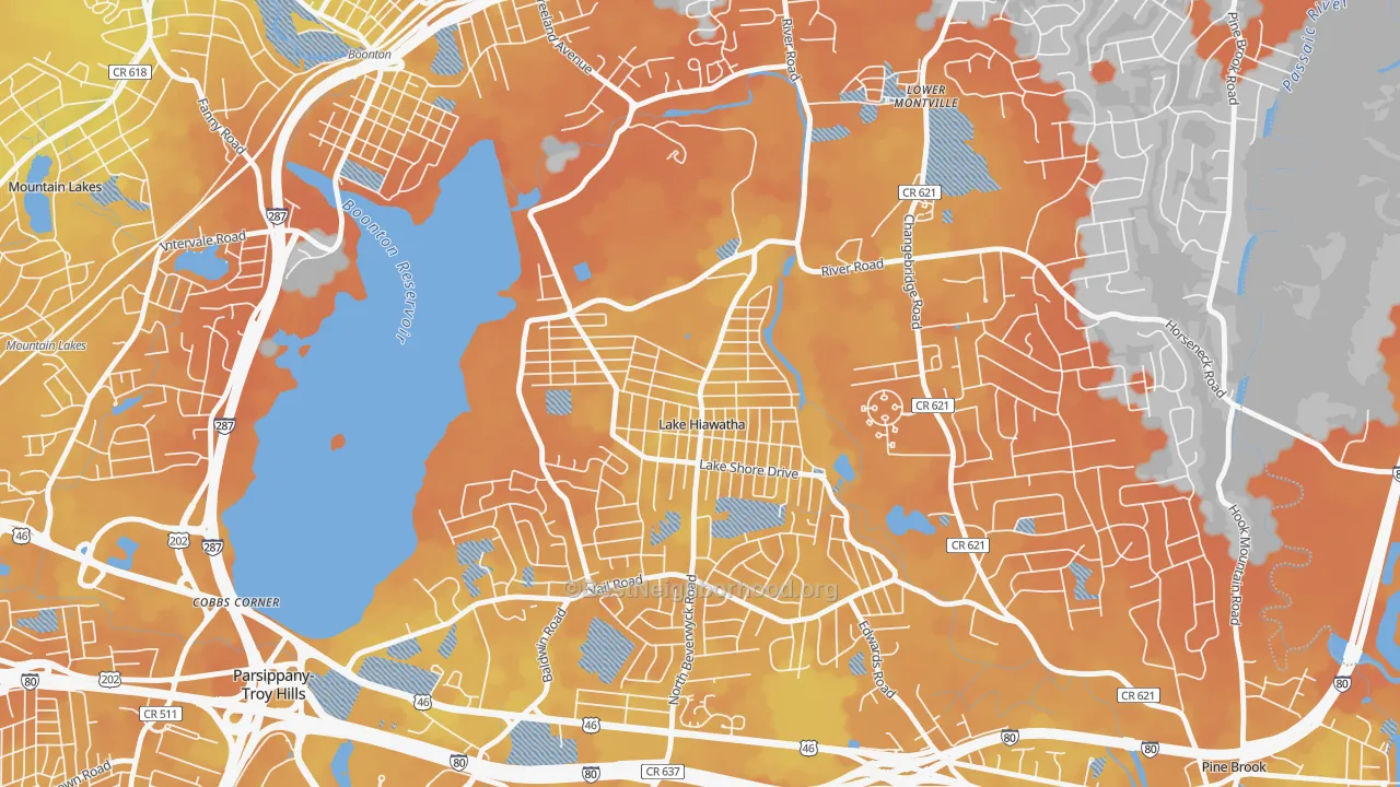 Bike Grade map of 07034, NJ