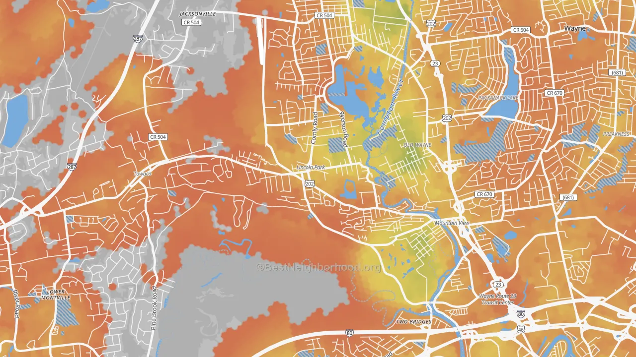 Bike Grade map of 07035, NJ