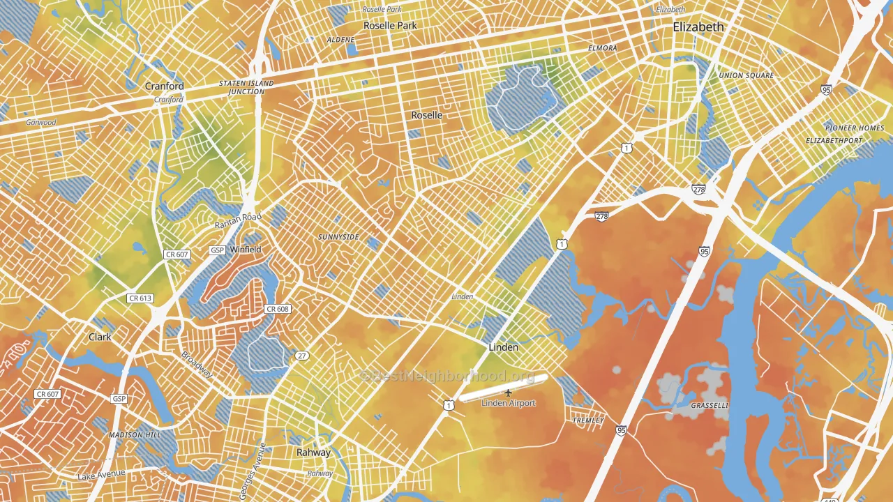 Bike Grade map of 07036, NJ