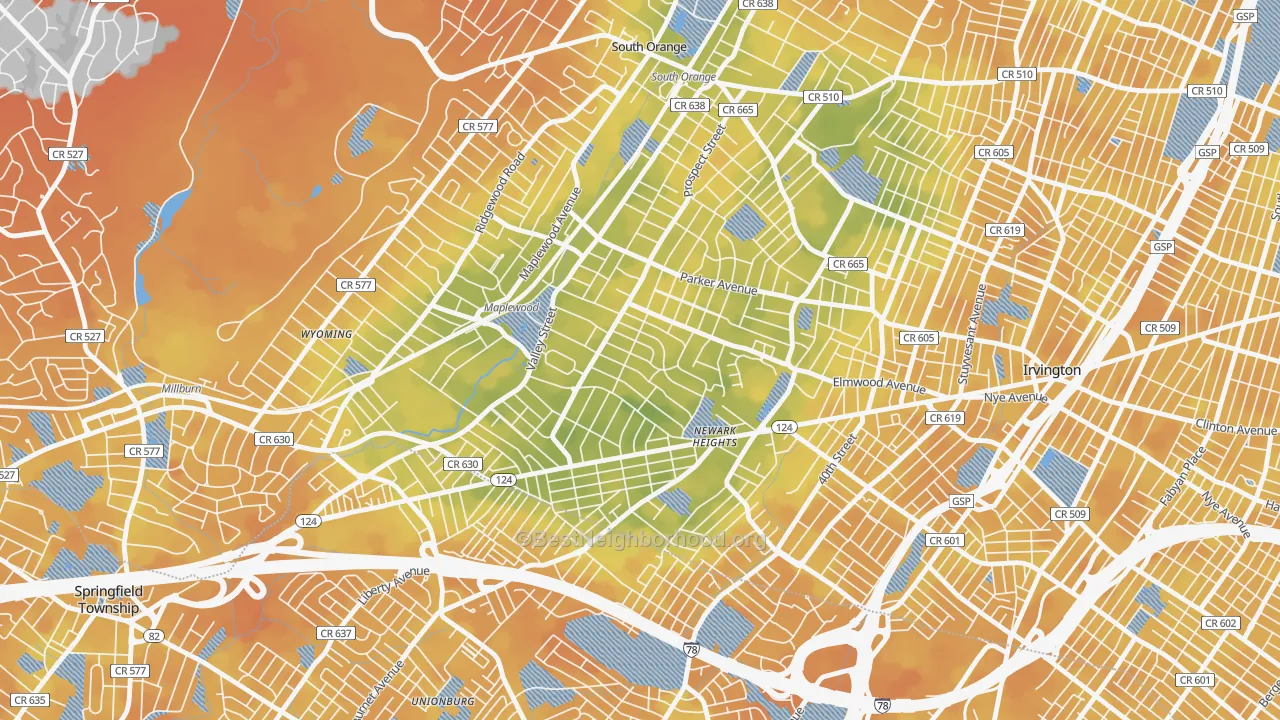 Bike Grade map of 07040, NJ