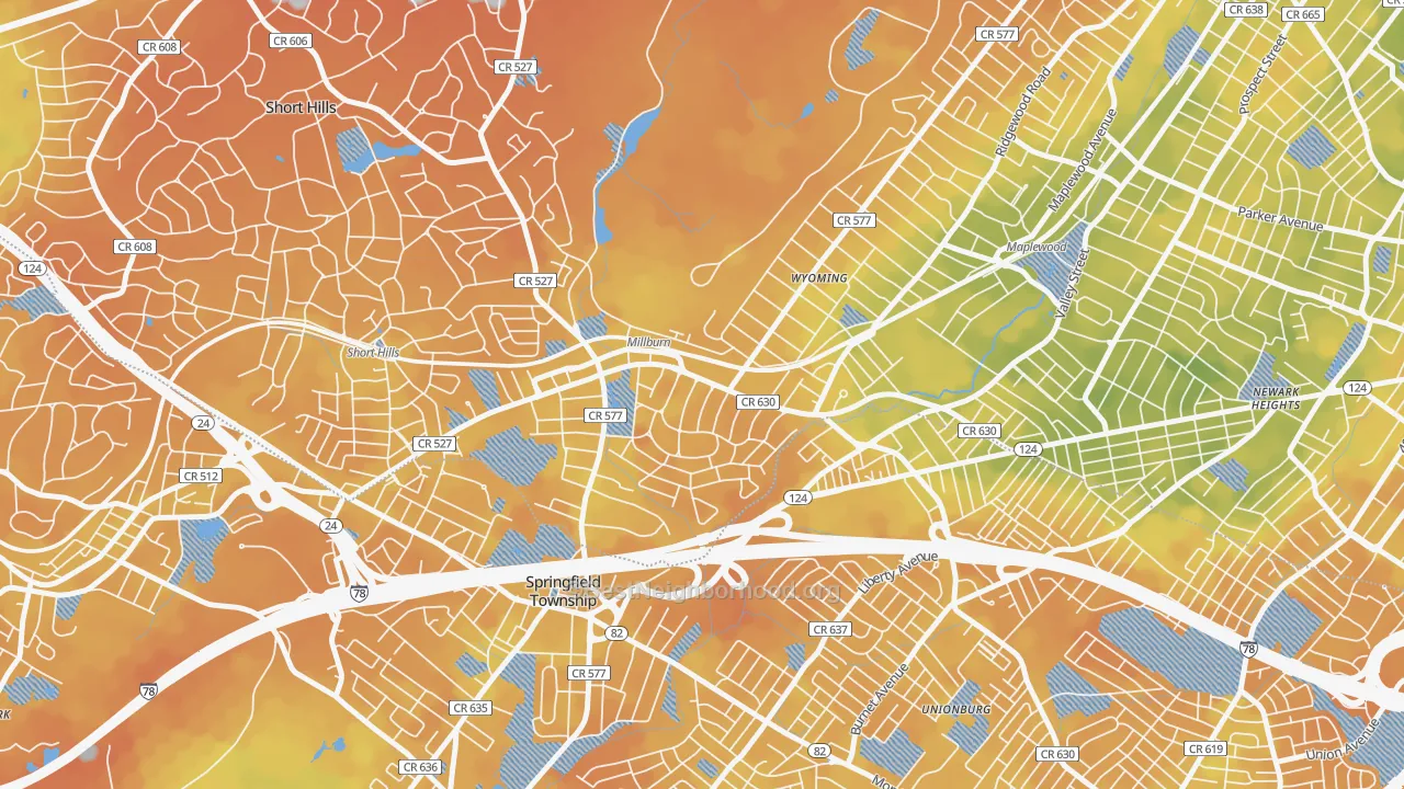 Bike Grade map of 07041, NJ