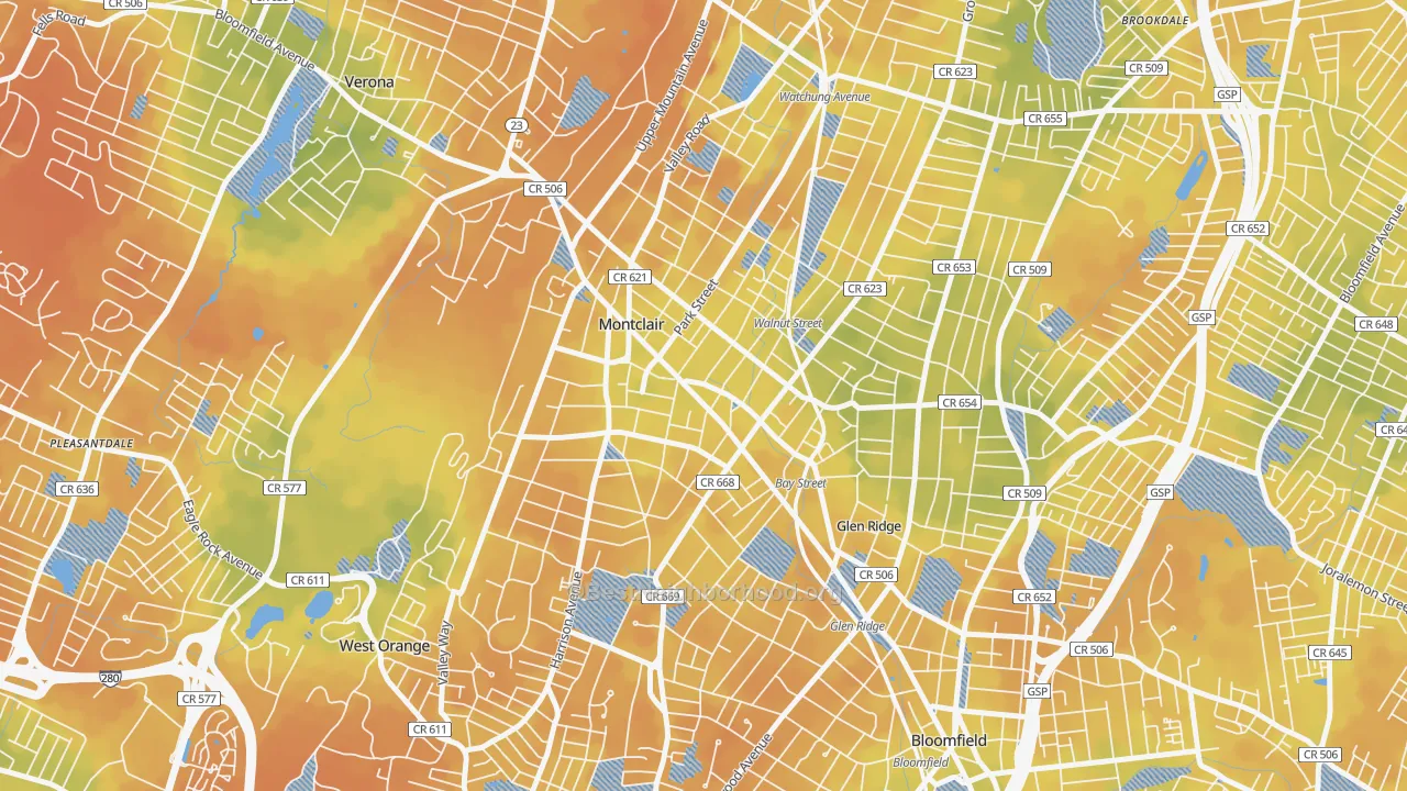 Bike Grade map of 07042, NJ