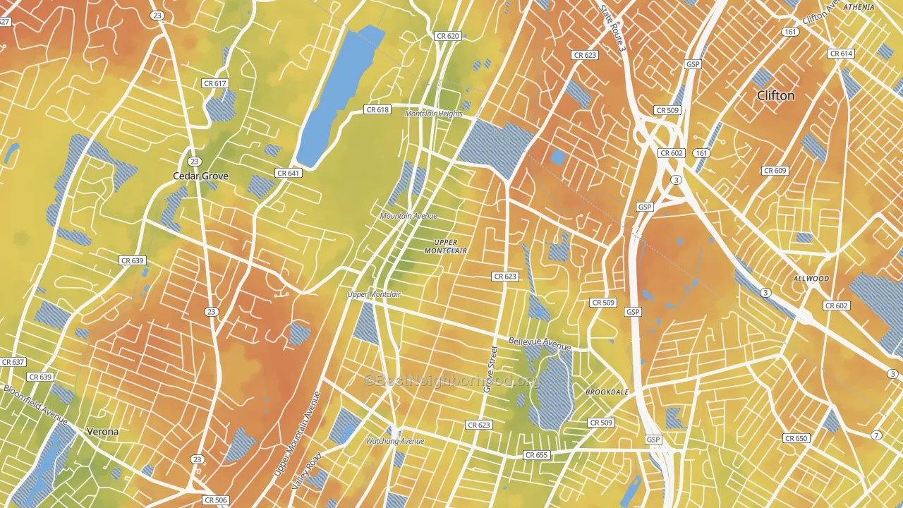 Bike Grade map of 07043, NJ
