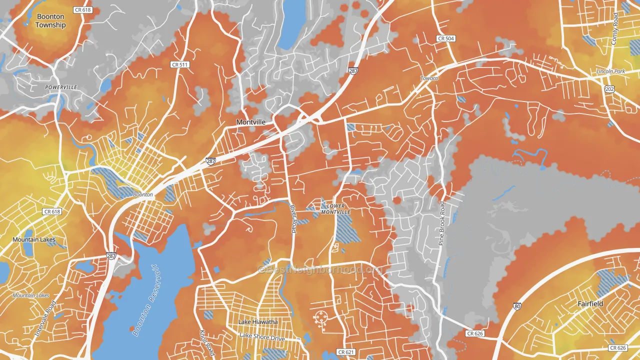 Bike Grade map of 07045, NJ