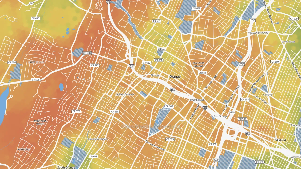 Bike Grade map of 07050, NJ